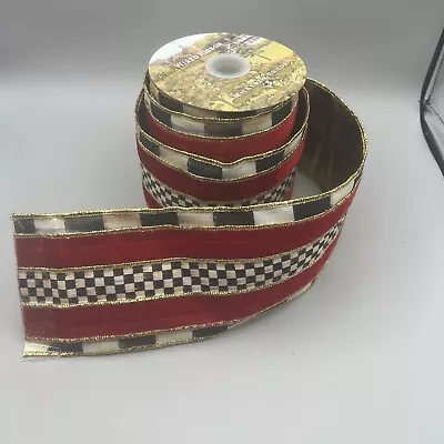 MacKenzie-Childs Courtly Regal Ribbon NEW UNUSED 5 Yard Spool 4  With Gold Back • $44