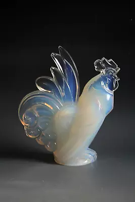 Large Art Deco Sabino Chanticleer Rooster Opalescent Glass Figure • $625.44