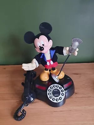Vintage Disney Singing Moving Mickey Mouse With Microphone Rotary Telephone Rare • $98.32