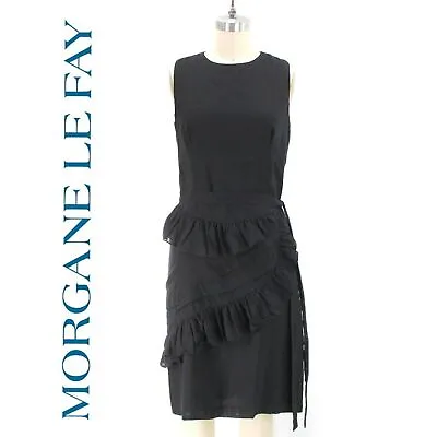 Morgane Le Fay Sleeveless Apron Dress Black Knee Length Sheath Romantic Goth S • $85