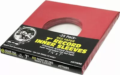 (25) 7  Record Inner Sleeves - Premium COLORED Red Paper 45rpm ARCHIVAL • $14.99