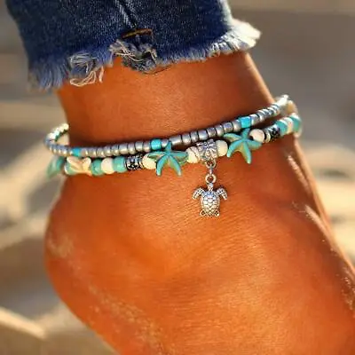 Bohemian Vintage Handmade Dolphins Shell Beads Multi Layer Anklet Or Bracelet • $6.50