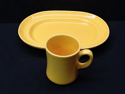 Metlox Colorstax Yellow Mug And Oval Platter Plate • $24.99