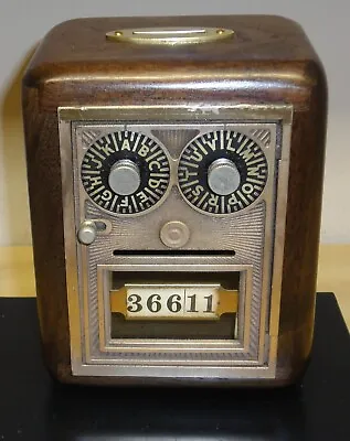 Antique U S Post Office Box Door Bank-Dual Dial  Button/Bullseye -Walnut • $63.99