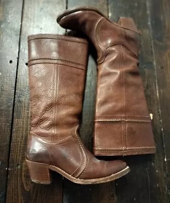 Frye Jane Women's Stitch Knee High Riding Boot US 7 B Brown Leather Western • $39.97