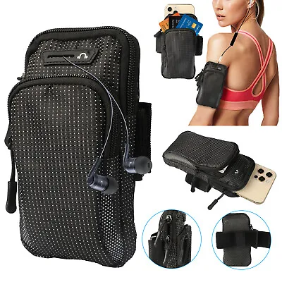 Cell Phone Armband Running Phone Holder Sports Arm Band Strap Gym Pouch Key Bag • $8.98