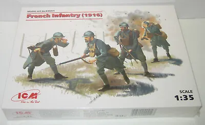 ICM 35691 1/35 WWI French Infantry (1916) 4 Figures Model Kit • $13.35