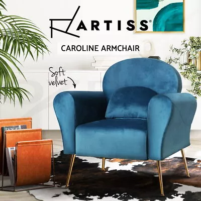 $188.95 • Buy Artiss Armchair Lounge Chair Accent Chairs Armchairs Sofa Velvet Cushion Seat