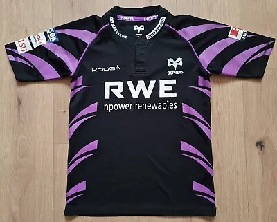 OSPREYS Kooga Black Purple Rugby Shirt Boy Child YL • £13.20