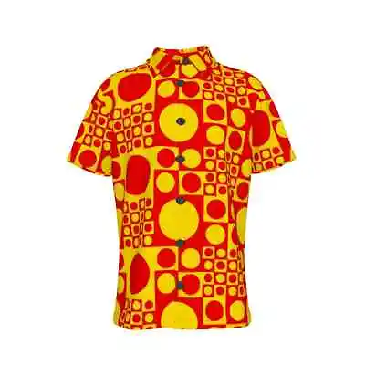 $44.99 • Buy T-Shirt Mod Pattern Vintage 60s 70s V-Neck Button Down Tee Shirt Retro Funky 