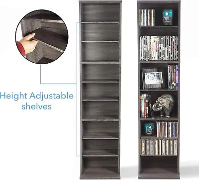Media Storage Cabinet Organizer Music Movie Video Game CD DVD Tower Stand Shelf • $59.84
