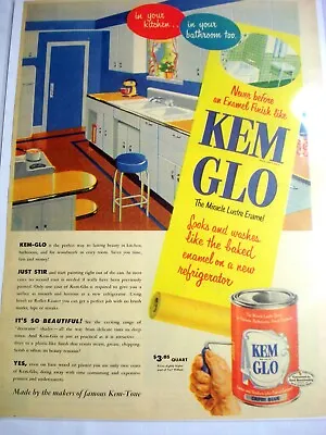1953 Color Ad Super Kem Glo The Miracle Lustre Enamel • $8.99