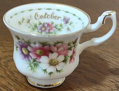 $16 • Buy Vtg Royal Albert Flower Of The Month Tea Cup Gold  OCTOBER Cosmos Mini 1 1/2 