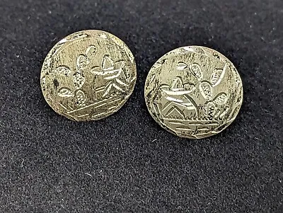 Vintage .925 Sterling Carved Cufflinks Mexico Sombrero Cactus Estate Jewelry • $9.99