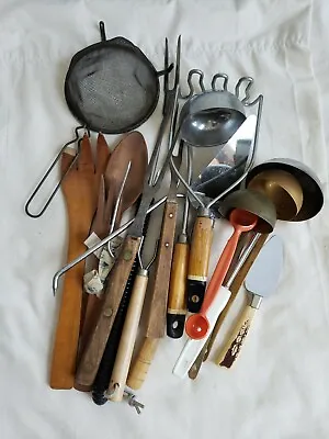 Kitchen Junk Drawer Lot Vintage Kitchen Gadgets Utensils Ladles Spoons Forks • $6