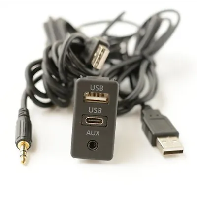 Type C Dual USB Car Dash Flush Panel Mount AUX Extension Cable Adapter 150CM • $17