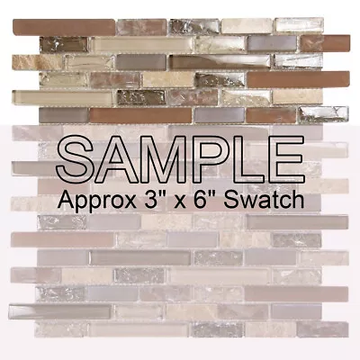 Mosaic Glass Tile Eros Linear Kitchen Bathroom Fireplace Wall Backsplash Tan • $4