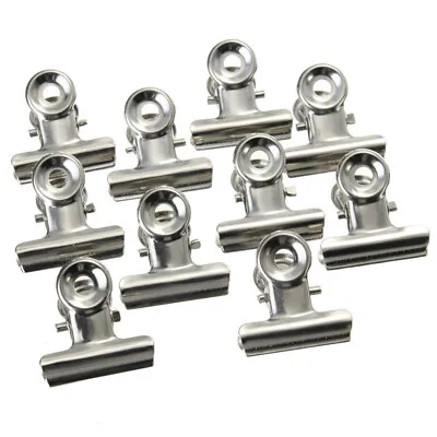 10Pcs Mini Bulldog Letter Clips Steel Silver Metal Paper Binder Clip Best • $1.51