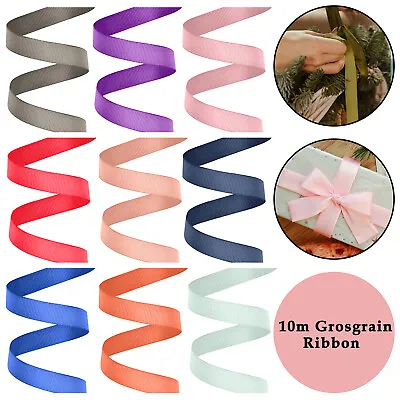 10M Plain Grosgrain Ribbons For Easter Crafts Gift Wrap Select Width 6mm - 38mm • £6.09