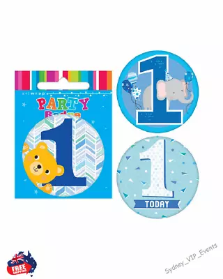 Badge Medal 1st Birthday Boy Birthday Party Blue White Favour Prize Award Gift • $3.65