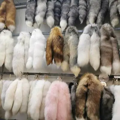 $22.50 • Buy Long Real Fox Fur Tail Scarf Collar Shawl Stole CosplayToys Neck Warmer Scarves