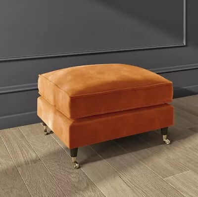 Velvet Footstool Upholstered In Orange • £299.95