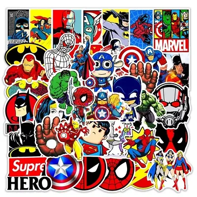 Marvel Superhero 50 Stickers Skateboard Laptop Car Phone Decals Stickerbomb • £6