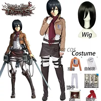 Attack On Titan Mikasa Ackerman Short Black Shingeki No Kyojin Cosplay Costumes • $82.99