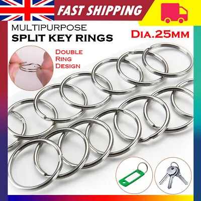 10Pcs Keyring Split Key Rings 25MM Silver Nickel Hoop Ring Nickel Plated Loop • £2.19