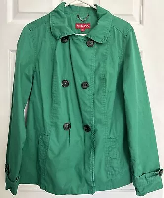 Women’s Merona Size L  Kelly Green Lightweight Long Sleeve Jacket Pea Coat EUC • $9.25