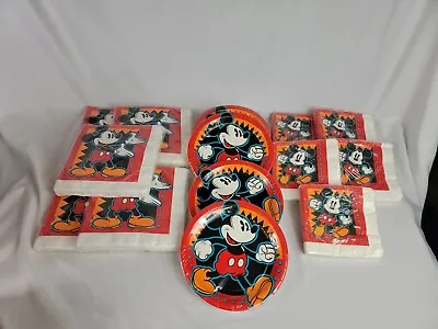 Vintage Walt Disney Party Supplies Mickey Mouse Plates & Napkins 5  7  Nap • $39.95