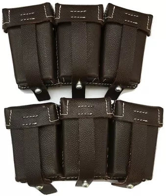  WWII German K98 TRIPLE AMMO POUCH SET (Repro) - Dark Brown  • $45.56