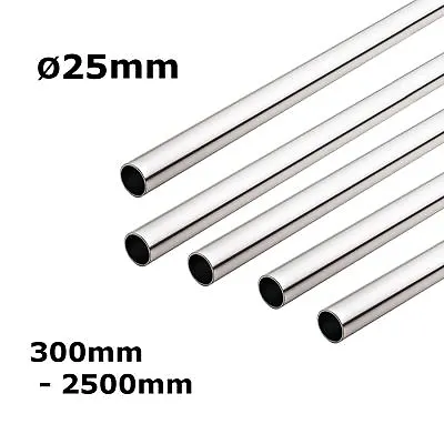 CHROME METAL POLE RAIL ROD WARDROBE 25mm UP TO 3000mm • £4.21