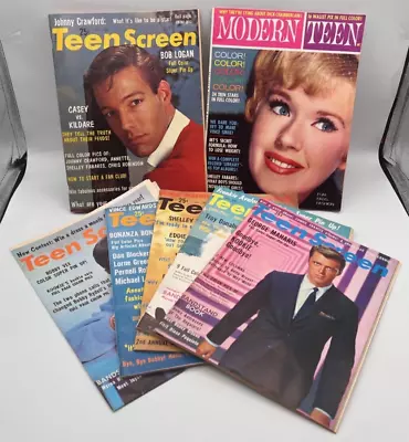 Lot Of 6 Vintage 1961-62 Teen Screen Modern Teen Magazines W/ Foldout Poster (?) • $42