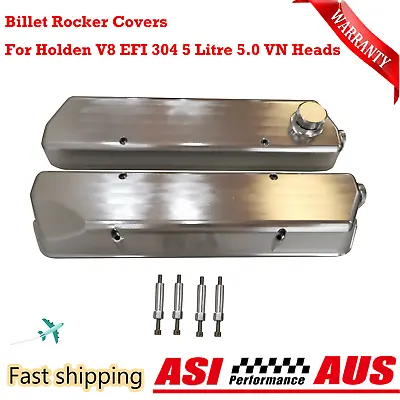 Billet Rocker Covers For Holden V8 EFI 304 308 5L VN Heads-Raw Finish-Notched AU • $1099