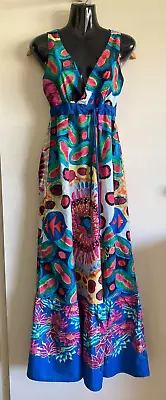 DESIGUAL Morocco Sz Small A-line Maxi Dress Signature Floral Design • $40