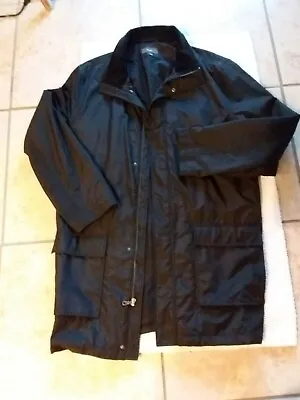 Merona Mens Black Jacket Over Coat Knee Length Big Pockets Lined Size XL • $14
