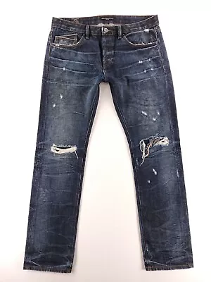 Cult Of Individuality Jeans Men's Blue Denim Greaser Moto Button Fly 36 X 34 • $129.99