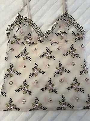 Vintage MOSCHINO Lingerie Floral Embroidered Sheer Camo  Size M /34 • $100