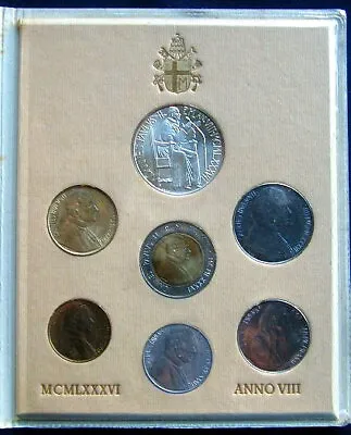 1986 Vatican (Italy) Rare Official Complete Set Coins UNC John Paul II In Folder • $29.99