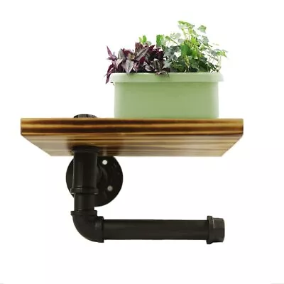 Toilet Paper Holder With Shelf Industrial Toilet Paper Holder With Wooden She... • $39.62
