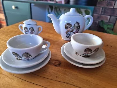 Vintage Miniature Child's Toy Tea Set For Two Porcelain Pot Cups Made In Japan • $24.95