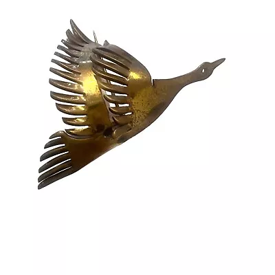 Vintage Brass Fur Clip Flying Geese Bird Swan Brooch Pin Migrating Goose • $29