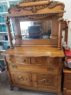 Antique Ornate Oak Sideboard • $850