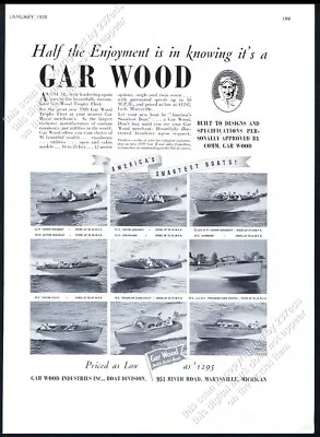 1939 Gar Wood Streamliner Runabout Cabin Cruiser 9 Boat Photo Vintage Print Ad • $9.99