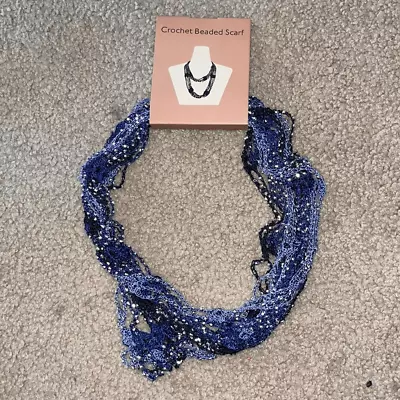 Blue Multi Crochet Beaded Scarf- Women’s- One Size • $12