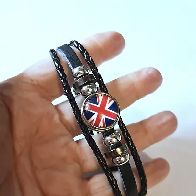 Leather 3 Layer Union Jack Cuff Bracelet • £5.99