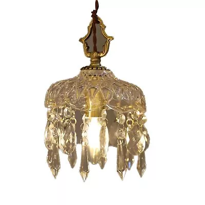 Vintage Crystal Lamp Chandelier，Brass Ceiling Light Fixture Lamp For Living R... • $67.78