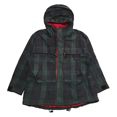 Vintage 80s Tommy Hilfiger Tartan Check Fleece Lined Hooded Coat Men's L K379 • £63.99