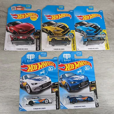 Hot Wheels '15 Mazda MX-5 Miata Lot Of 5 - New On Good Cards • $14.95